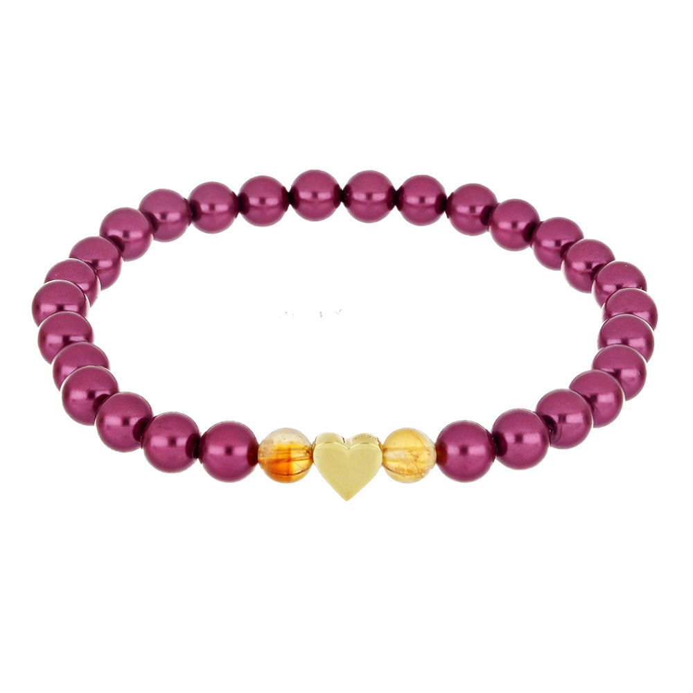 Conjunto de Plata Bañada en Oro con Perla Púrpura de Agua dulce y Citrino de los Montes Urales ( Pulsera ) 4 