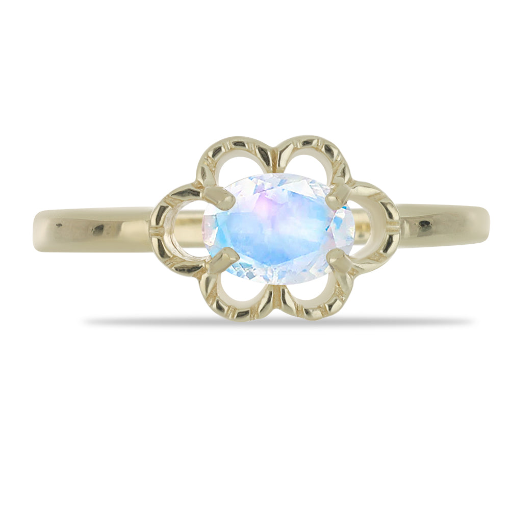 Anillo de Plata Bañada en Oro con Piedra Lunar Arco Iris 1 