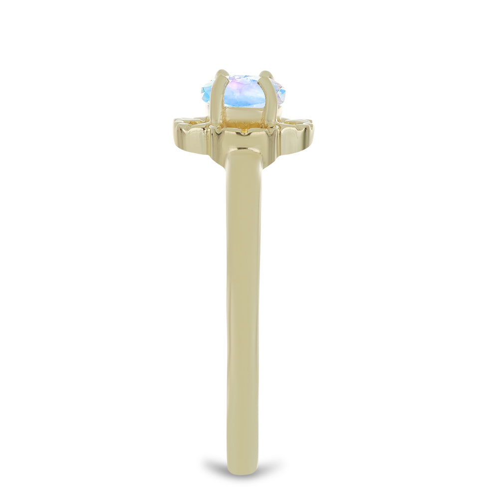Anillo de Plata Bañada en Oro con Piedra Lunar Arco Iris 4 