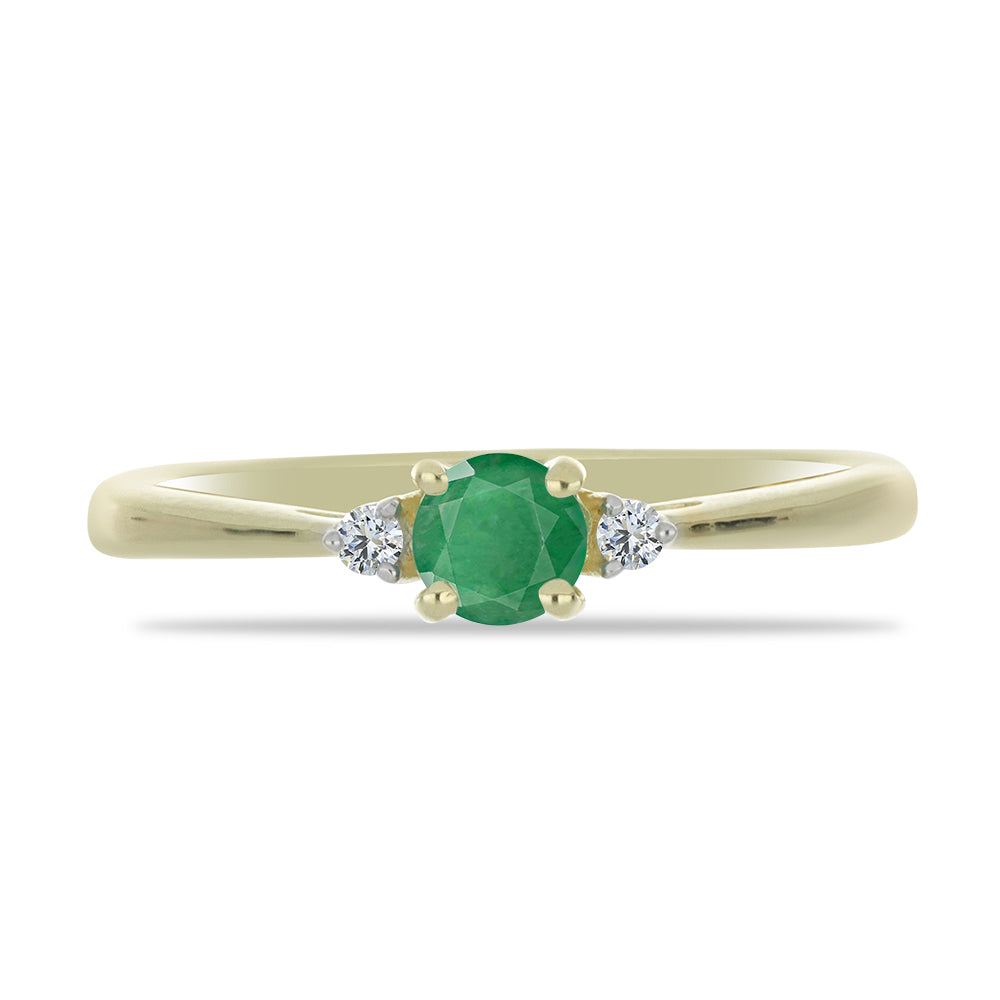 Anillo de Plata Bañada en Oro con Esmeralda de Brasil y Topacio Blanco 1 