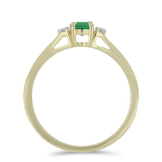 Anillo de Plata Bañada en Oro con Esmeralda de Brasil y Topacio Blanco