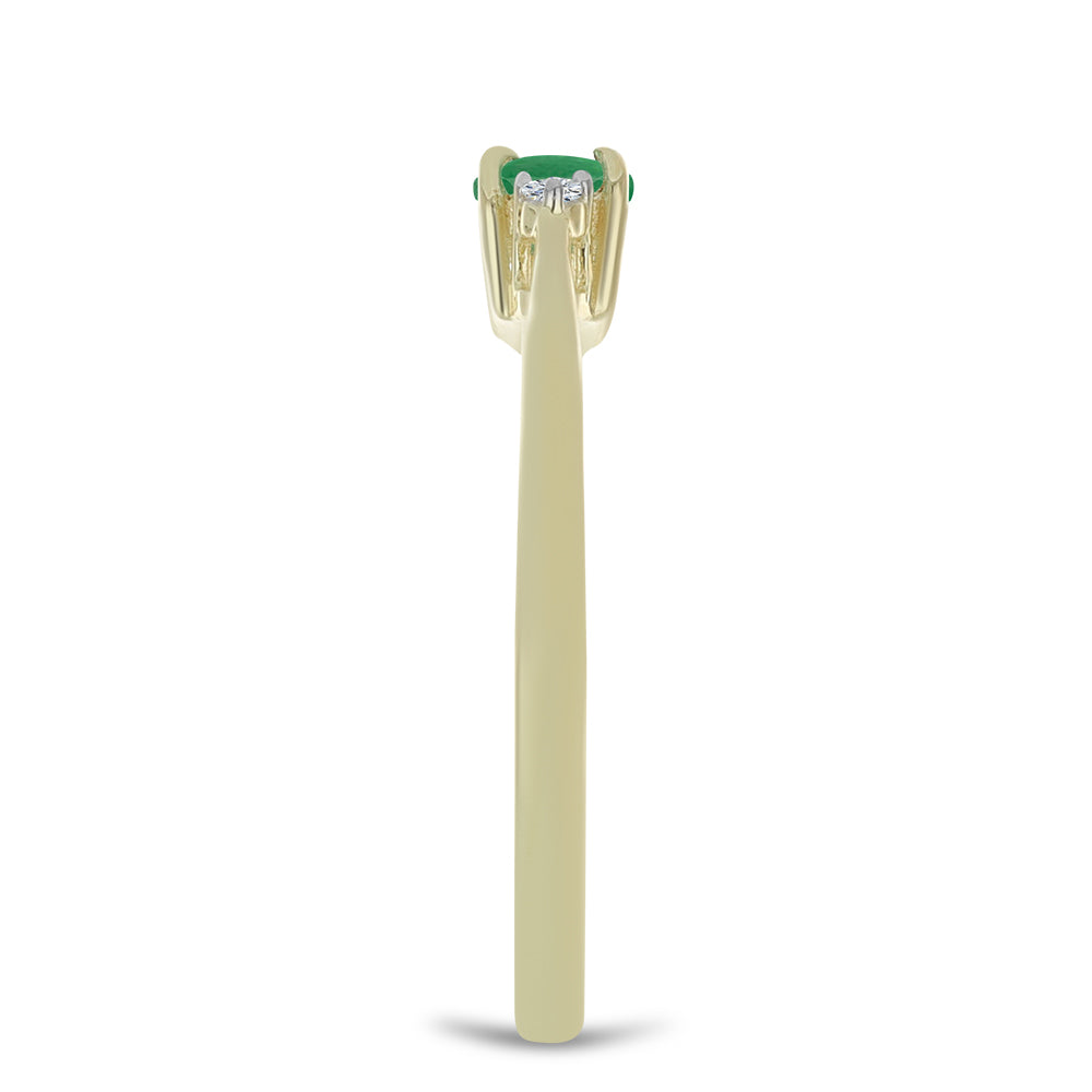 Anillo de Plata Bañada en Oro con Esmeralda de Brasil y Topacio Blanco 4 