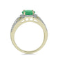 Anillo de Plata Bañada en Oro con Esmeralda de Brasil y Topacio Blanco