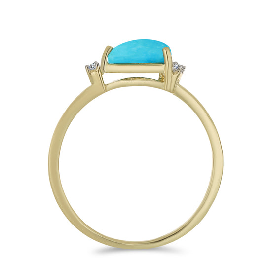 Anillo de Plata Bañada en Oro con Turquesa Bella Durmiente y Topacio Blanco