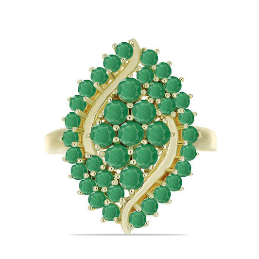 Anillo de Plata Bañada en Oro con Esmeralda de Brasil