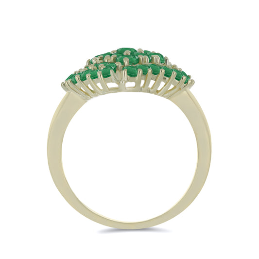 Anillo de Plata Bañada en Oro con Esmeralda de Brasil