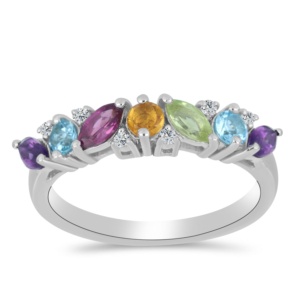 Anillo de Plata con Amatista de Marruecos y Citrino de Río del Oro 1 