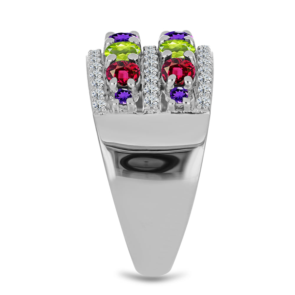 Anillo de Plata con Amatista de Marruecos y Peridoto de Changbai 4 