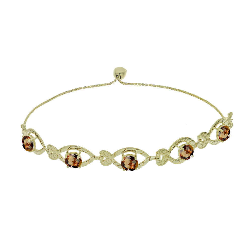 Pulsera de Plata Bañada en Oro con Cuarzo Coñac 1 