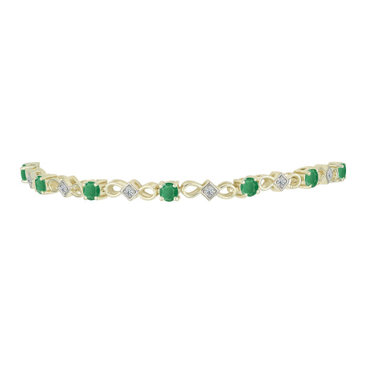 Pulsera de Plata Bañada en Oro con Esmeralda de Brasil y Topacio Blanco