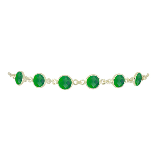 Pulsera de Plata Bañada en Oro con Esmeralda de Brasil