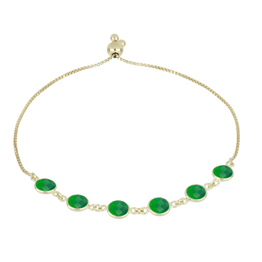 Pulsera de Plata Bañada en Oro con Esmeralda de Brasil