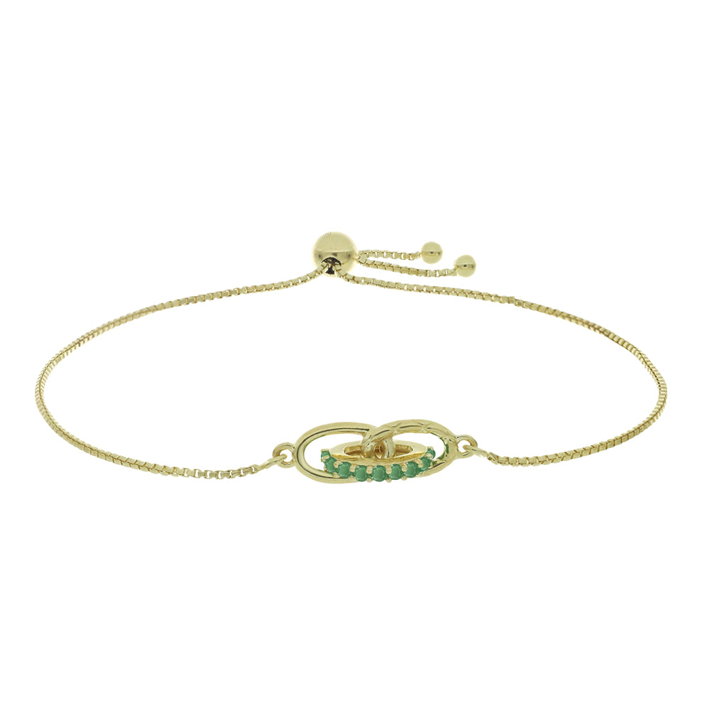 Pulsera de Plata Bañada en Oro con Esmeralda de Brasil 1 