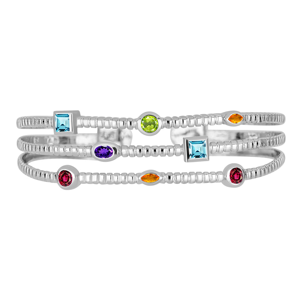 Brazalete de Plata con Amatista de Marruecos y Citrino de Río del Oro 2 