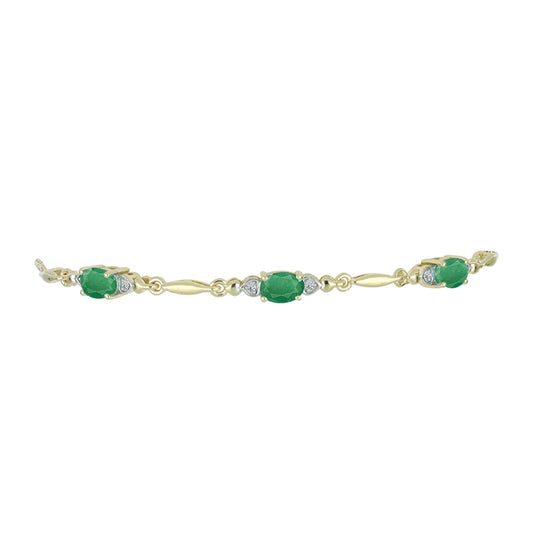 Pulsera de Plata Bañada en Oro con Esmeralda de Brasil y Topacio Blanco