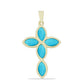 Cruz Colgante de Plata Bañada en Oro con Turquesa Bella Durmiente