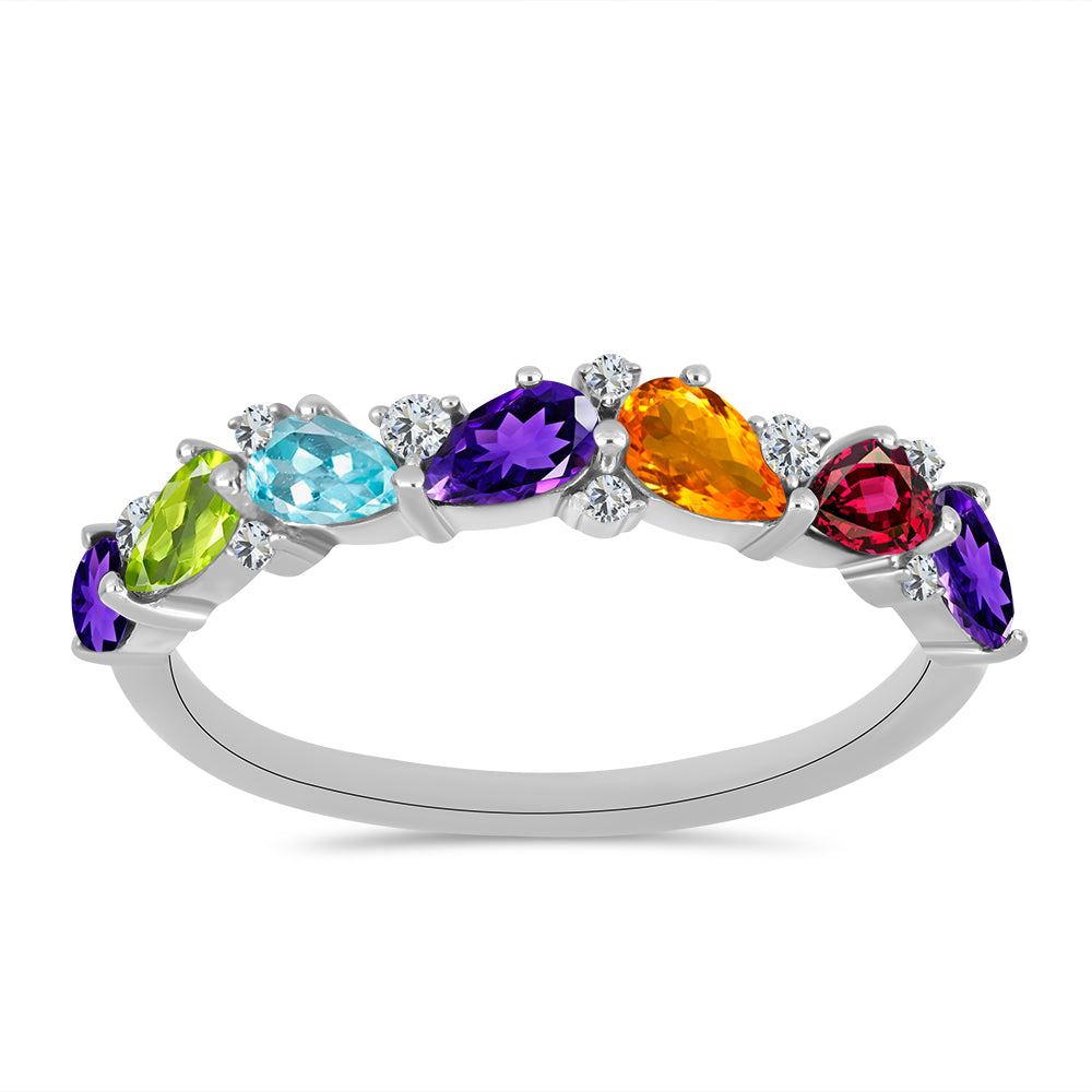 Anillo de Plata con Amatista de Marruecos y Peridoto de Changbai 1 