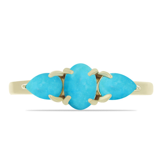 Anillo de Plata Bañada en Oro con Turquesa Bella Durmiente