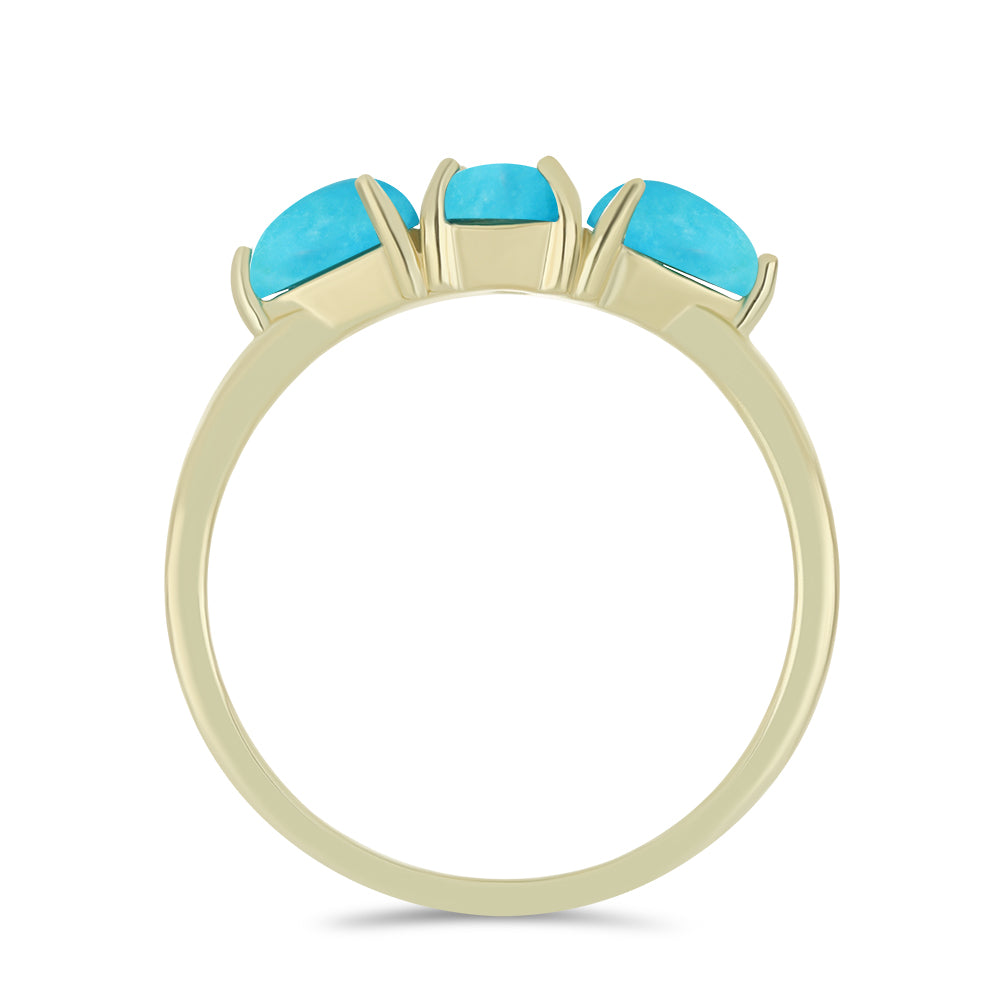 Anillo de Plata Bañada en Oro con Turquesa Bella Durmiente