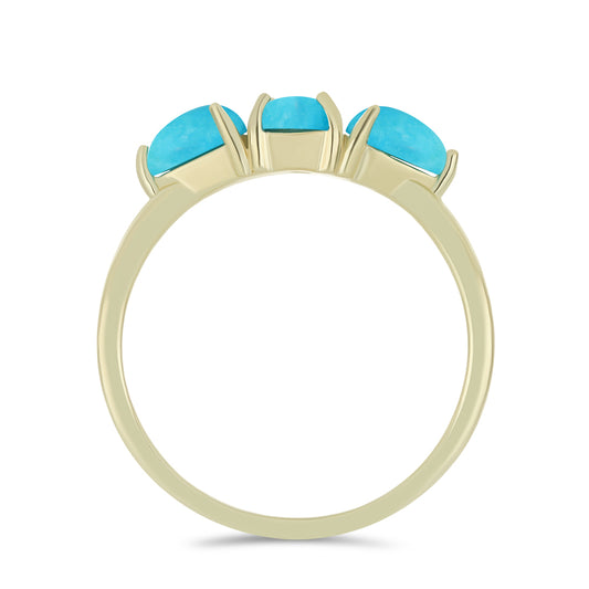 Anillo de Plata Bañada en Oro con Turquesa Bella Durmiente