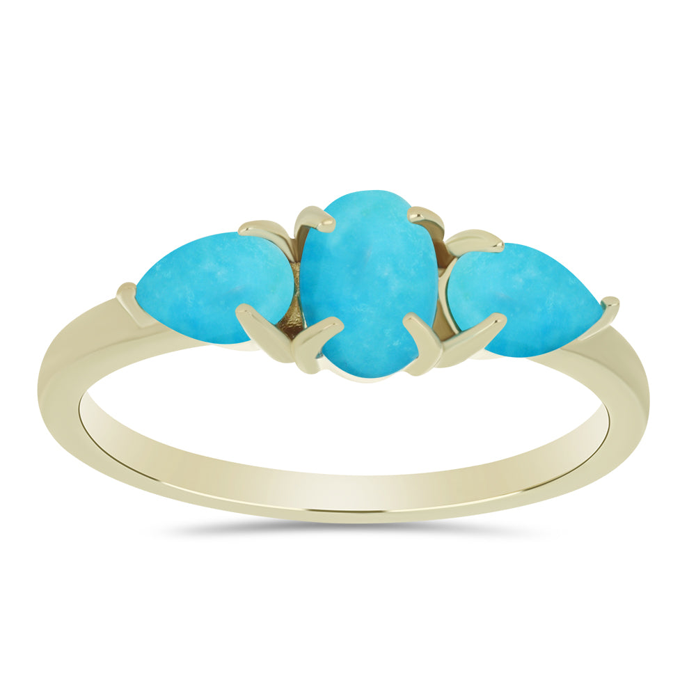 Anillo de Plata Bañada en Oro con Turquesa Bella Durmiente