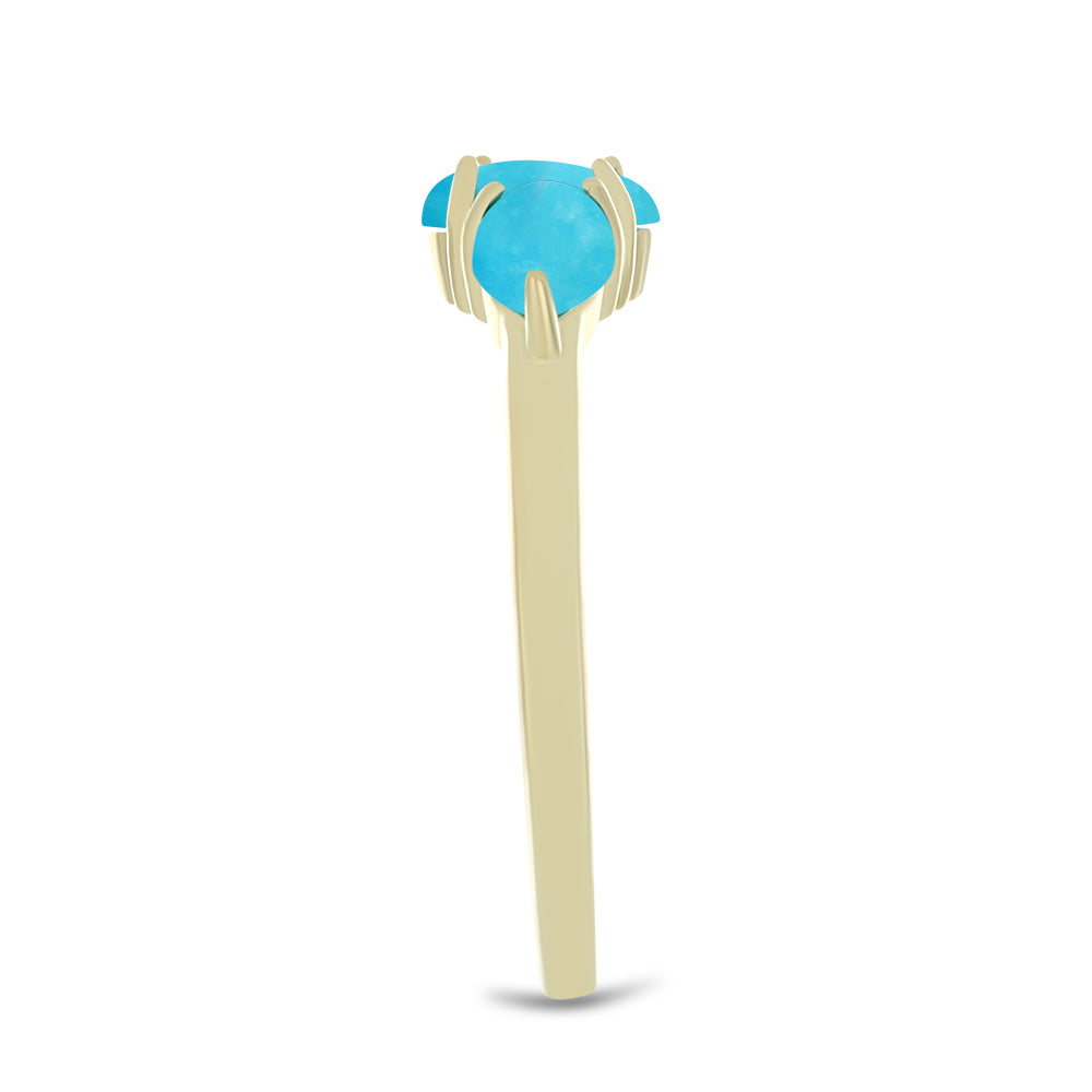 Anillo de Plata Bañada en Oro con Turquesa Bella Durmiente