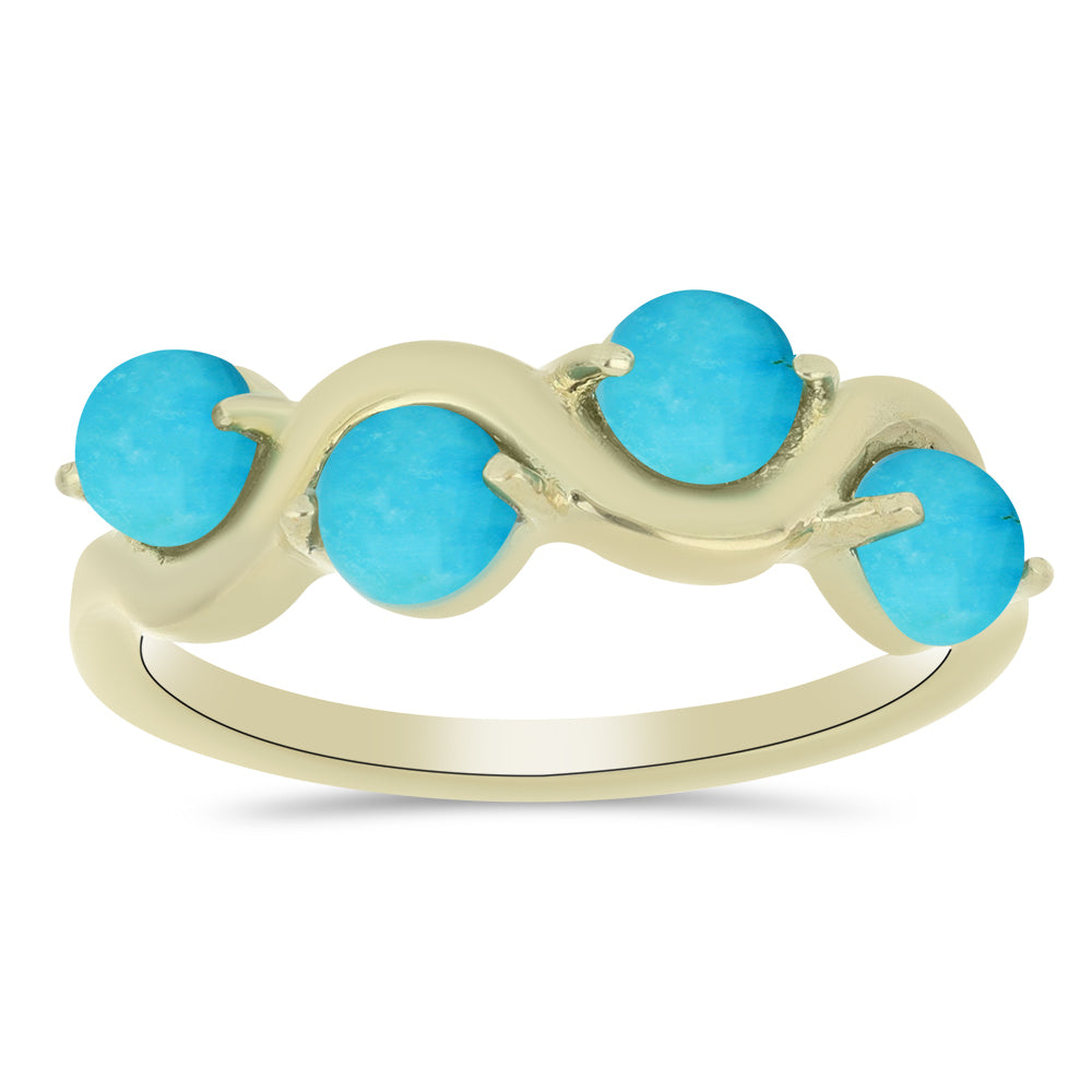Anillo de Plata Bañada en Oro con Turquesa Bella Durmiente 3 