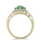 Anillo de Plata Bañada en Oro con Esmeralda de Brasil y Topacio Blanco