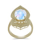 Anillo de Plata Bañada en Oro con Piedra Lunar Arco Iris