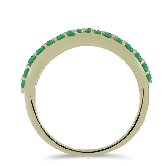 Anillo de Plata Bañada en Oro con Esmeralda de Brasil