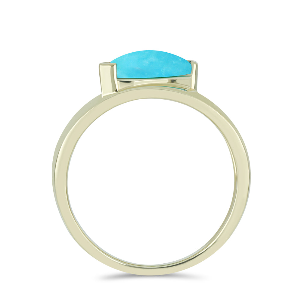 Anillo de Plata Bañada en Oro con Turquesa Bella Durmiente 2 