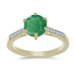 Anillo de Plata Bañada en Oro con Esmeralda de Brasil y Topacio Blanco