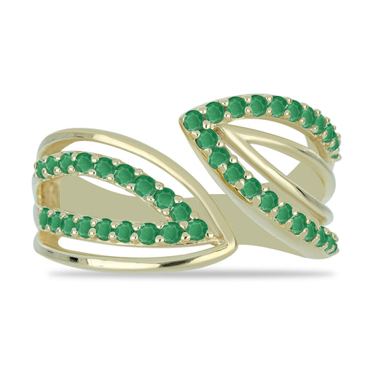 Anillo de Plata Bañada en Oro con Esmeralda de Brasil