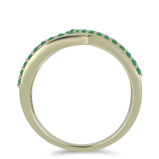 Anillo de Plata Bañada en Oro con Esmeralda de Brasil