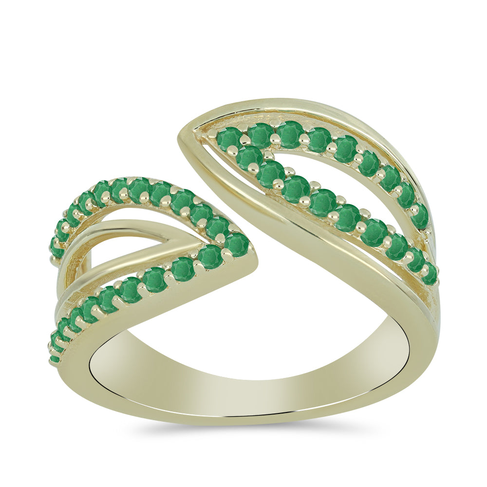 Anillo de Plata Bañada en Oro con Esmeralda de Brasil 3 