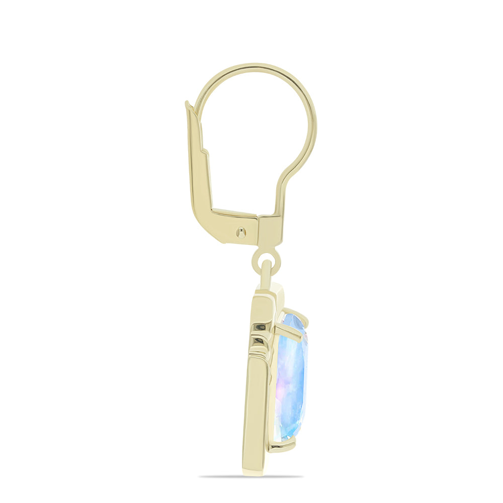 Pendientes de Plata Bañada en Oro con Piedra Lunar Arco Iris 2 