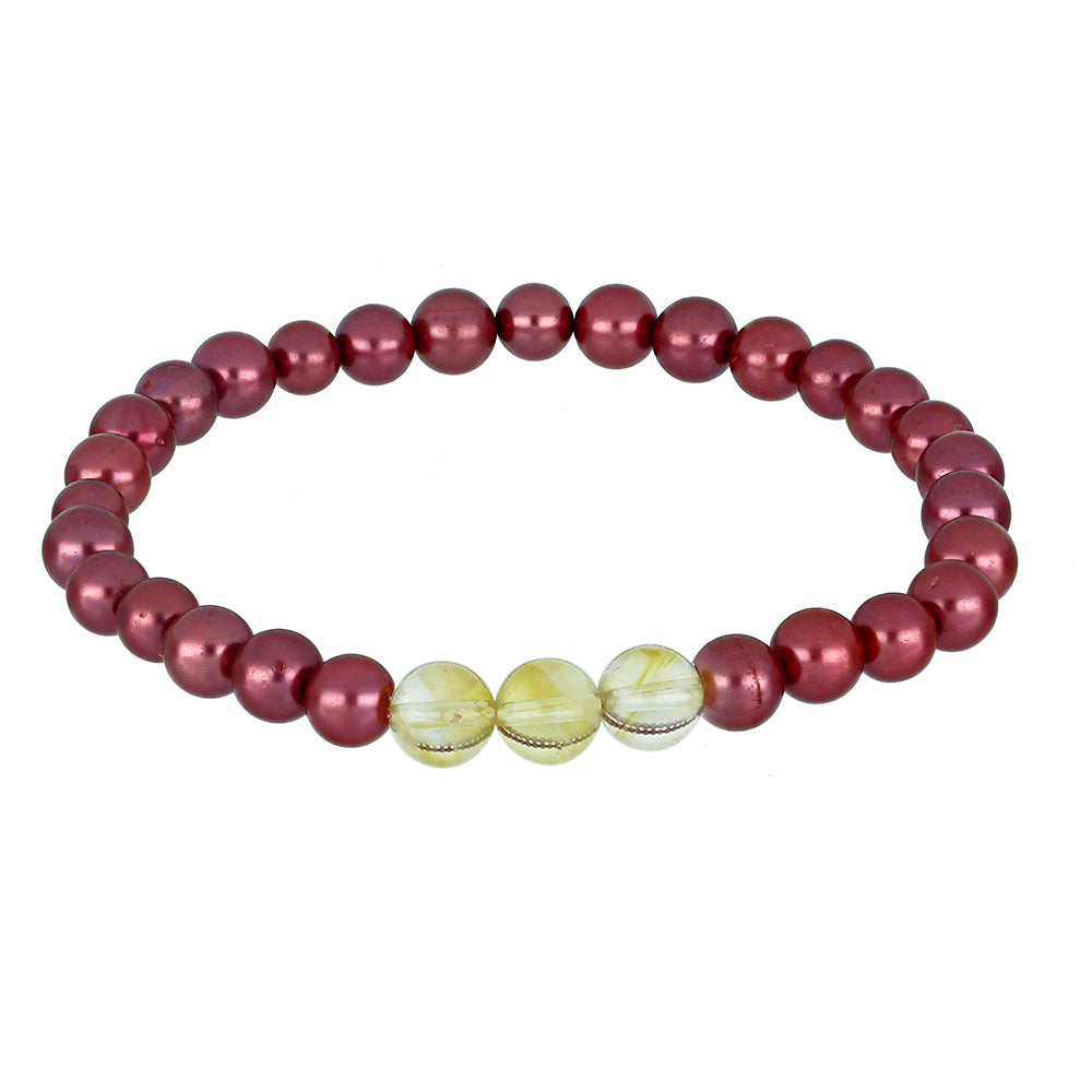 Conjunto Pepita con Perla Púrpura de Agua dulce y Citrino de los Montes Urales ( Collar +Pendientes +Pulsera ) 4 