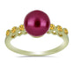 Anillo de Plata Bañada en Oro con Perla Púrpura de Agua dulce y Citrino de los Montes Urales