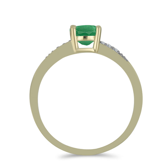 Anillo de Plata Bañada en Oro con Esmeralda de Brasil y Topacio Blanco
