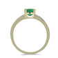 Anillo de Plata Bañada en Oro con Esmeralda de Brasil y Topacio Blanco