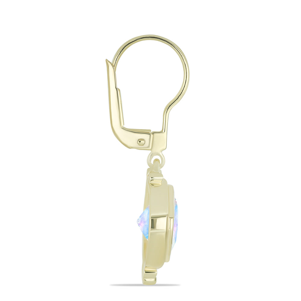 Pendientes de Plata Bañada en Oro con Piedra Lunar Arco Iris 2 