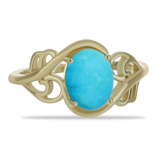 Anillo de Plata Bañada en Oro con Turquesa Bella Durmiente