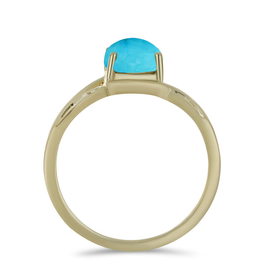 Anillo de Plata Bañada en Oro con Turquesa Bella Durmiente