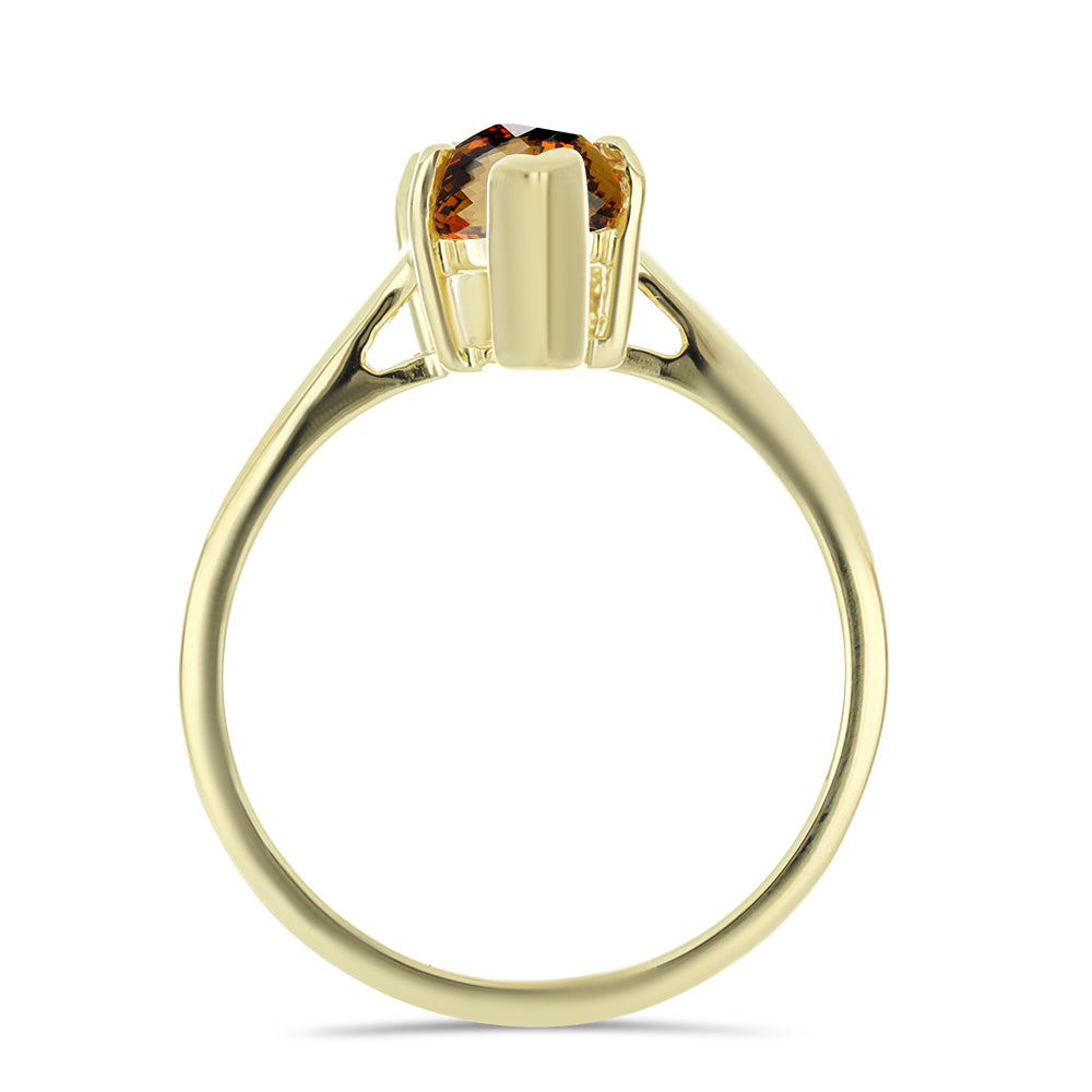 Anillo de Plata Bañada en Oro con Cuarzo Coñac 2 