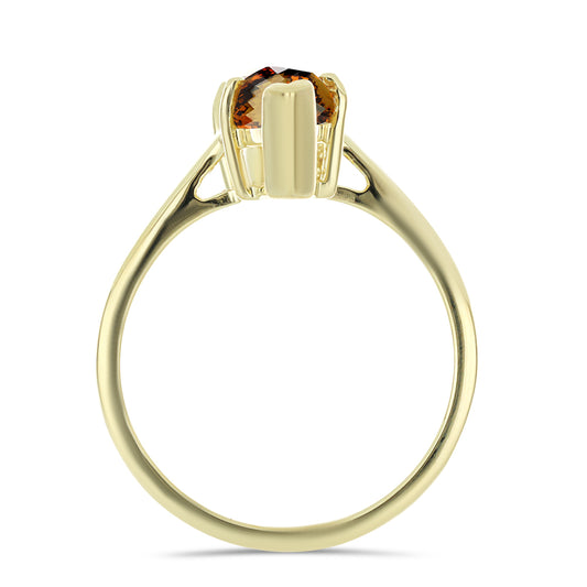 Anillo de Plata Bañada en Oro con Cuarzo Coñac