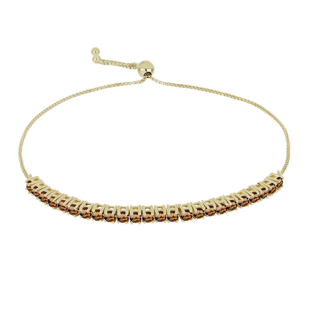 Pulsera de Plata Bañada en Oro con Cuarzo Coñac 1 