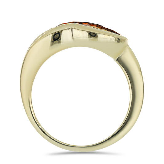 Anillo de Plata Bañada en Oro con Cuarzo Coñac
