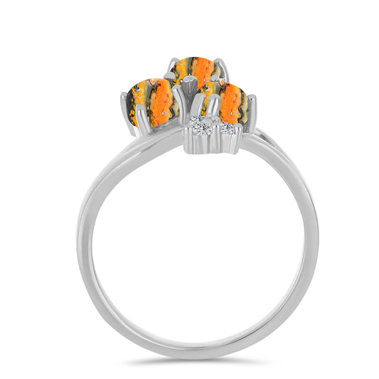 Anillo de Plata con Jasper de Bumble Bee y Topacio Blanco