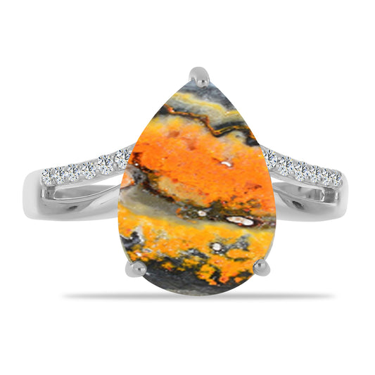 Anillo de Plata con Jasper de Bumble Bee y Topacio Blanco