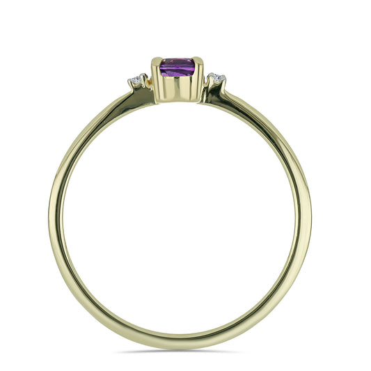 Anillo de Plata Bañada en Oro con Amatista de Marruecos y Topacio Blanco